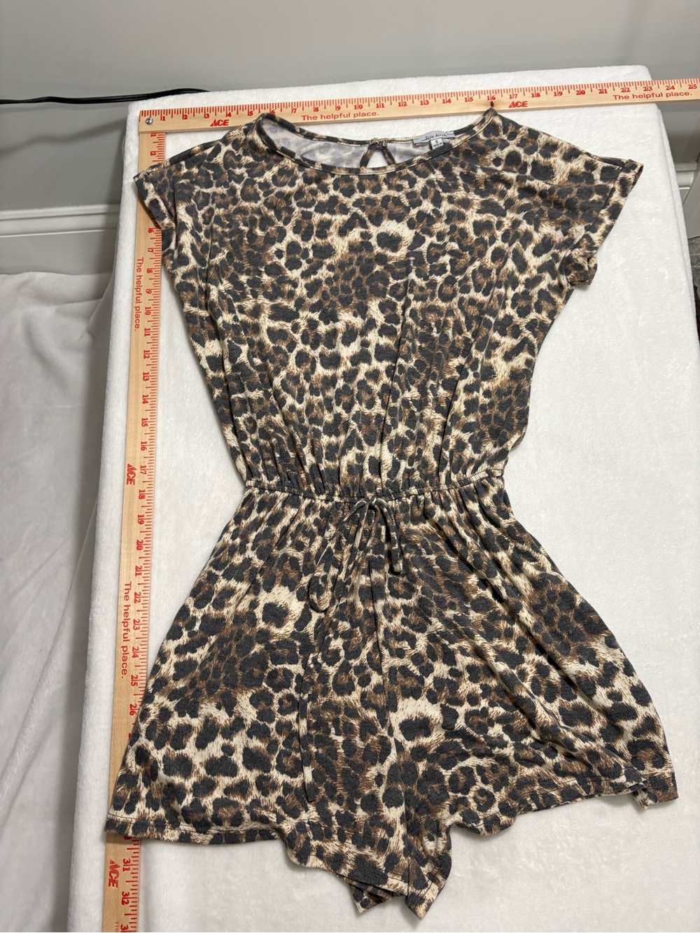 white birch Women’s Leopard Print Drawstring Romper - Brown & Cream